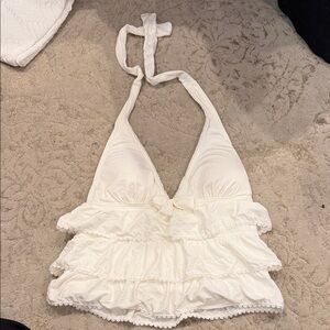 Juicy Couture White Ruffled Tank Top
